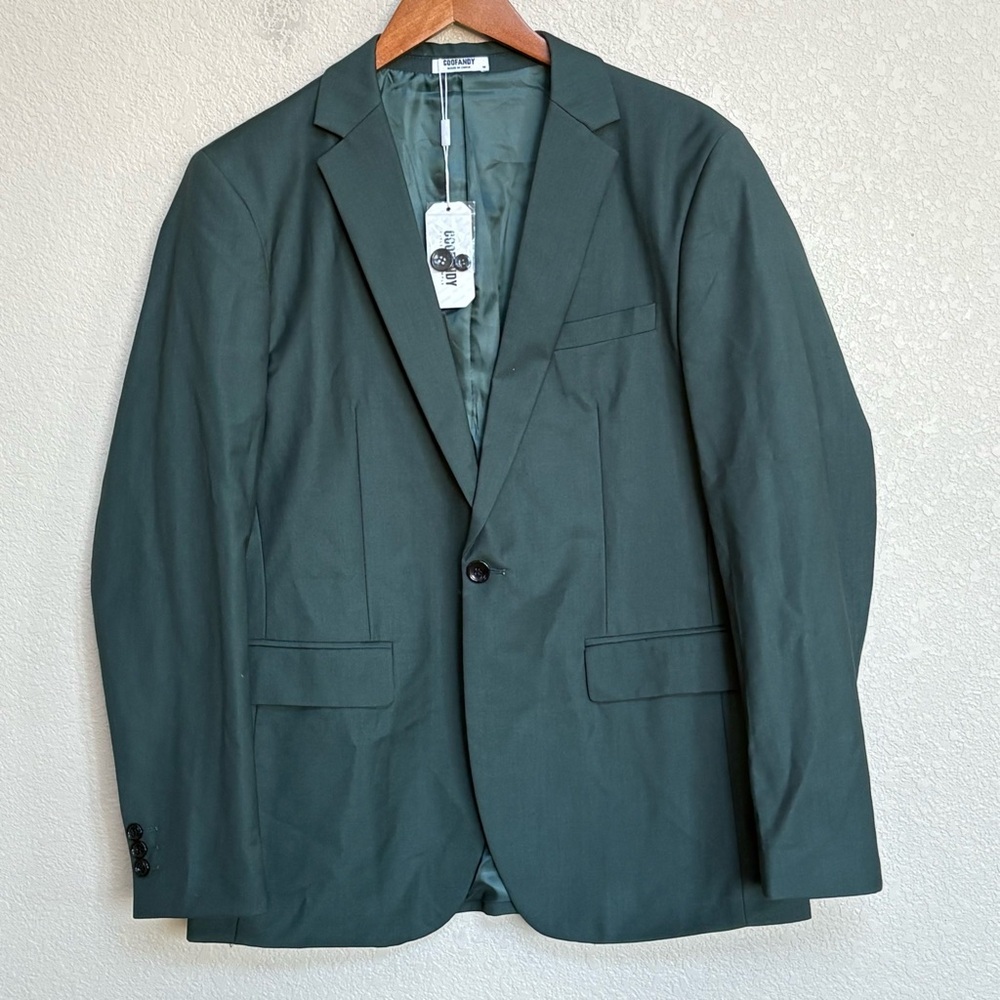 NWT Coofandy Men’s‎ Dark Green Stretch One-Button Blazer Sport Coat M Office